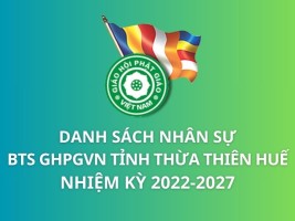 Danh sách nhân sự Ban Trị sự GHPGVN tỉnh Thừa Thiên Huế Nhiệm kỳ 2022-2027