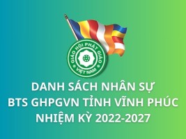 Danh sách nhân sự Ban Trị sự GHPGVN tỉnh Vĩnh Phúc Nhiệm kỳ 2022-2027