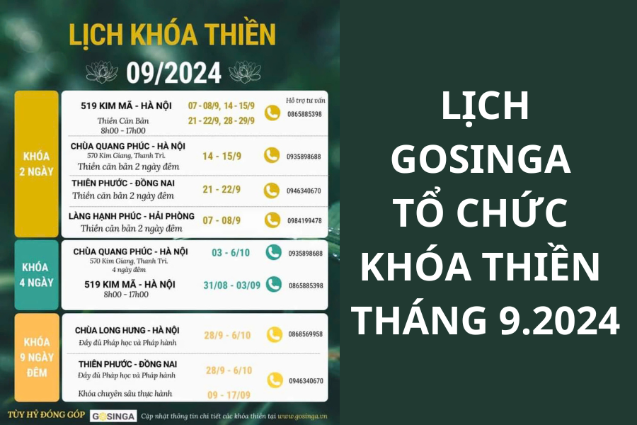 Gosinga tổ chức khóa thiền tháng 9.2024