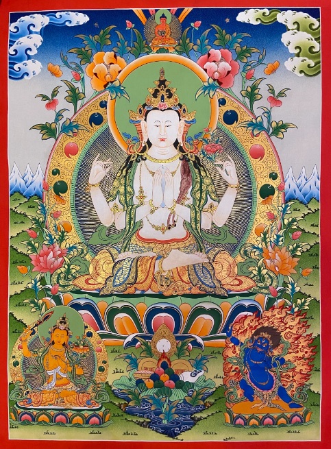 Tranh Thangka Chenrezig, Tây Tạng - Ảnh: St