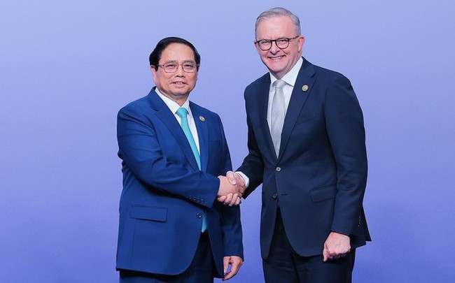 Thủ tướng Australia Anthony Albanese đón Thủ tướng Phạm Minh Chính tham dự Hội nghị Cấp cao Đặc biệt kỷ niệm 50 năm quan hệ ASEAN - Australia (tháng 03/2024). Ảnh: TTXVN Thủ tướng Australia Anthony Albanese đón Thủ tướng Phạm Minh Chính tham dự Hội nghị Cấp cao Đặc biệt kỷ niệm 50 năm quan hệ ASEAN - Australia (tháng 03/2024). Ảnh: TTXVN