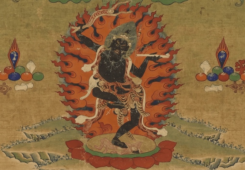 Dakini phẫn nộ. Chi tiết từ bức tranh thangka Tây Tạng, khoảng thế kỷ 19. Ảnh: learnreligions.com Dakini phẫn nộ. Chi tiết từ bức tranh thangka Tây Tạng, khoảng thế kỷ 19. Ảnh: learnreligions.com