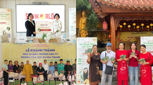 Đại diện Dầu gội Dược liệu Nguyên Xuân trao tặng quà tại tỉnh Tuyên Quang
