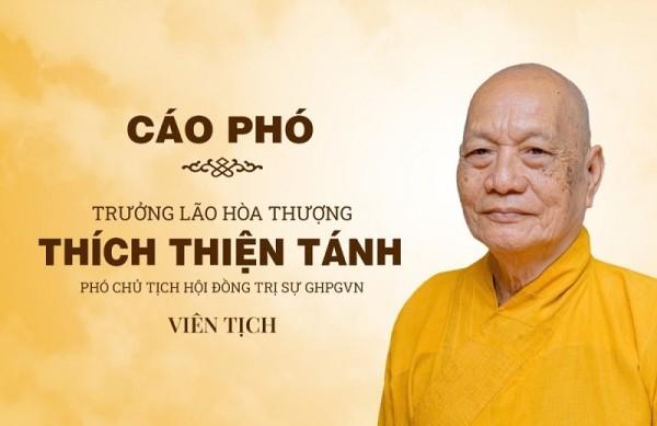 Cáo phó Trưởng lão HT.Thích Thiện Tánh viên tịch