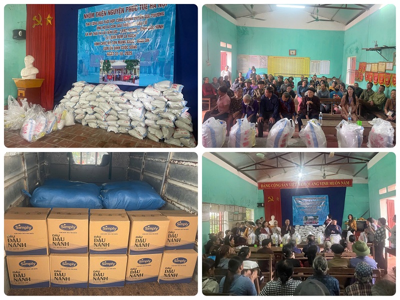 Trao tặng quà ở thôn Xóm Chùa, xã Dương Đức cũ
