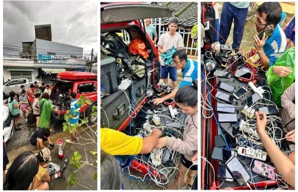 Trạm sạc di động - kết nối yêu thương trong mưa bão