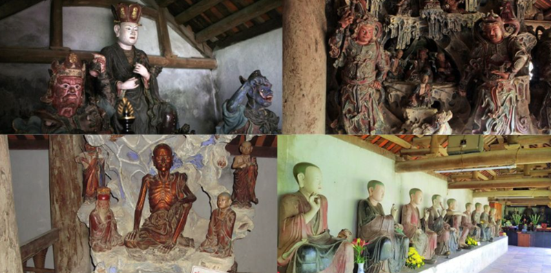 Các pho tượng tại chùa Mía. Ảnh sưu tầm.