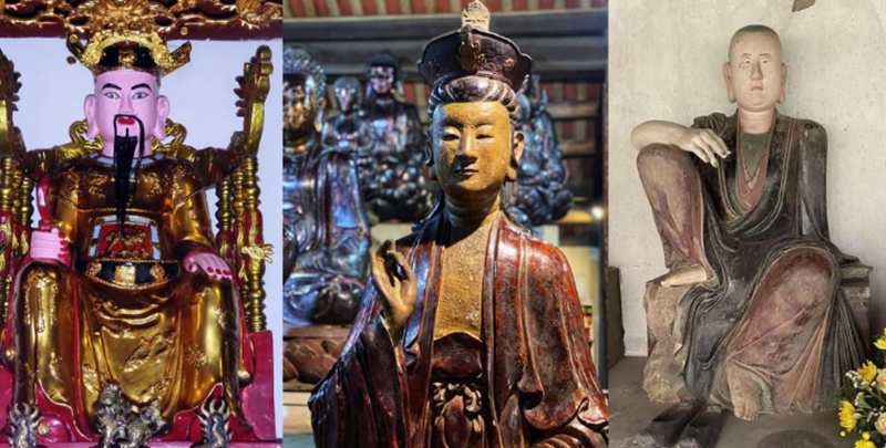 Các pho tượng tại chùa Mía. Ảnh sưu tầm.