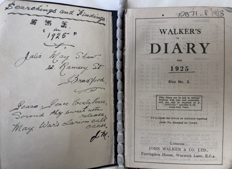 Nhật ký của Julia May Shaw. Hình ảnh do Tiến sĩ Caroline Starkey cung cấp.
