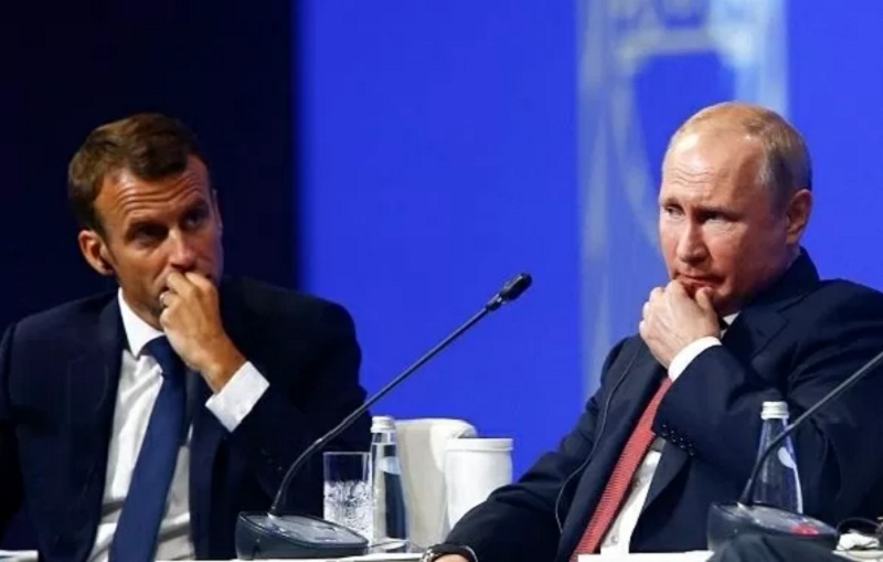 Tổng thống Nga Vladimir Putin v&agrave; Tổng thống Ph&aacute;p Emmanuel Macron. (Nguồn: Getty Images)