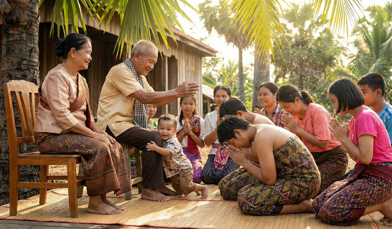 &Ocirc;ng bà chúc phúc cho con cháu