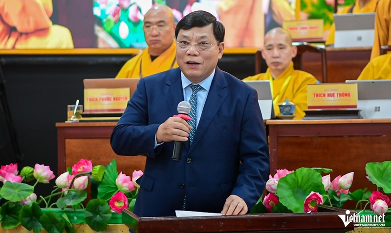 Thứ trưởng Bộ D&acirc;n tộc v&agrave; T&ocirc;n gi&aacute;o Nguyễn Hải Trung ph&aacute;t biểu tại hội nghị. (Nguồn: vietnamnet.vn)