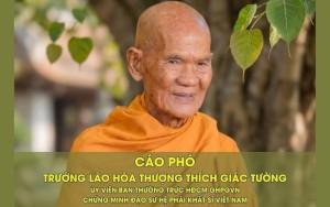 Cáo phó Trưởng lão Hòa thượng Thích Giác Tường
