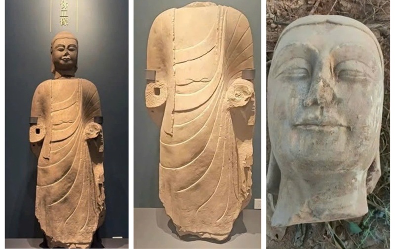 Trung Quốc: Phát hiện đầu tượng Phật bằng đá 1.400 năm tuổi, có thể ghép với pho tượng vô thủ đang trưng bày