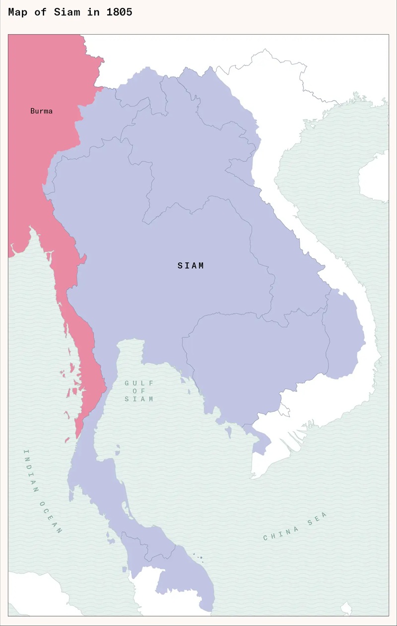 Nước Xi&ecirc;m (Siam) tr&ecirc;n bản đồ năm 1805