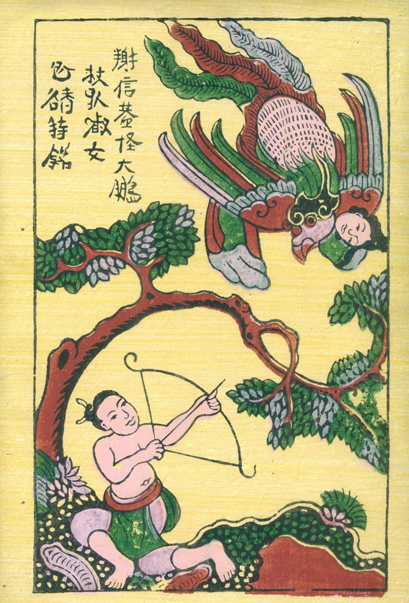 Tranh minh họa mang phong c&aacute;ch d&acirc;n gian cổ truyền.