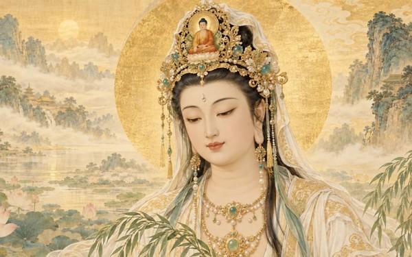 Hình Phật trên mão bồ tát Quán Thế Âm "từ kinh điển đến lịch sử nghệ thuật Phật giáo"